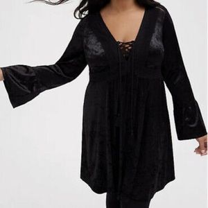 Torrid Lace up skater dress-velvet